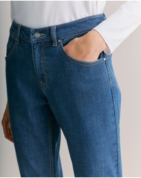 Trenery - Cotton Blend Boyfriend Jean in Mid Blue Denim