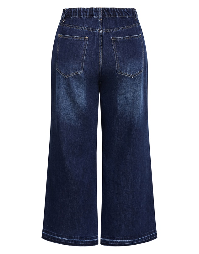 City Chic - Plus size Harley Fit Wide Leg Crop Jean - dark wash