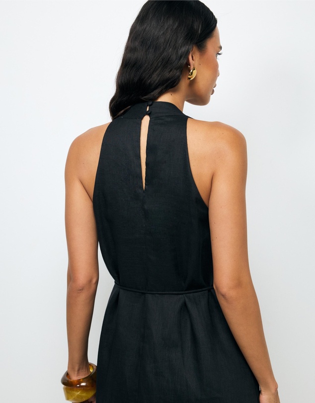 Revibe - Repaired AERE Loretta Linen Midi Dress - AU 8