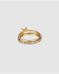 Elli Jewelry - Ring Set with Pearls and Multicolor Crystals 925 Sterling Silver Gold-plated
