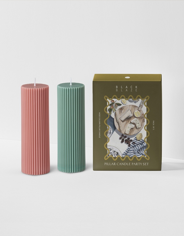 Black Blaze - Wide Column Pillar Candle Party Set