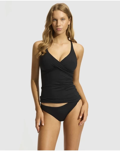 Seafolly - Seafolly Collective Multifit Wrap Front Tankini Bikini Top
