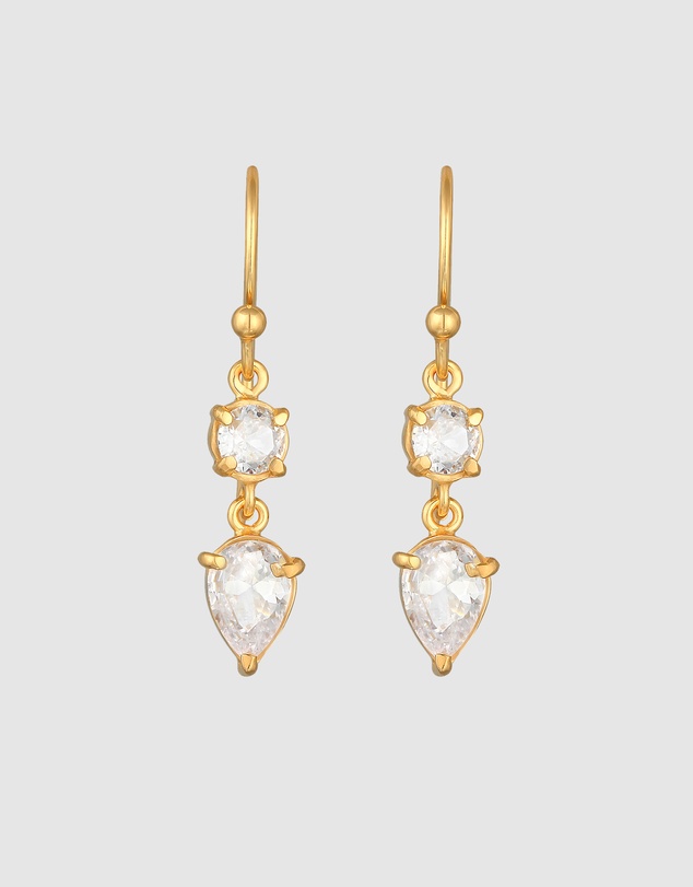 Elli Jewelry - Zirconia Teardrop Earrings in Gold-Plated 925 Silver
