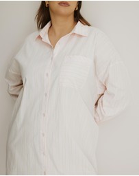Atmos&Here Curvy - Eve Cotton Stripe Sleep Shirt