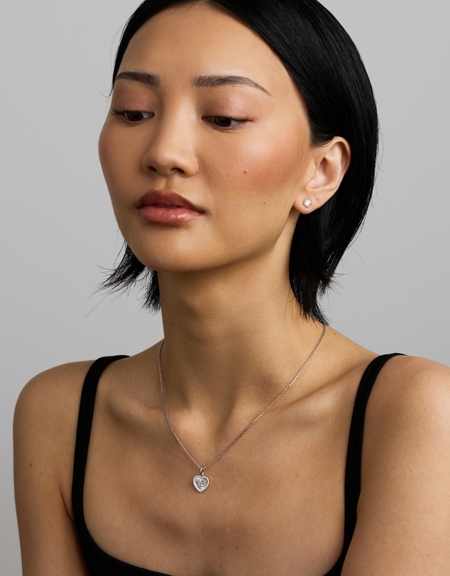 Michael Hill - 16 Sunray Heart Pendant with Cubic Zirconia in Sterling Silver