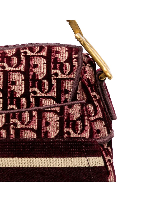 Pre-Loved by Azura Reborn - Pre-Loved Oblique Embroidered Velvet Saddle Bag