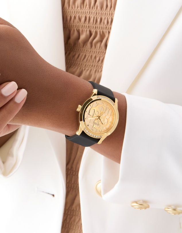 GUESS - Guess Ladies Black Gold Tone 36mm Analogue Watch