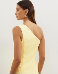 Atmos&Here - Oralie One Shoulder Linen Blend Midi Dress