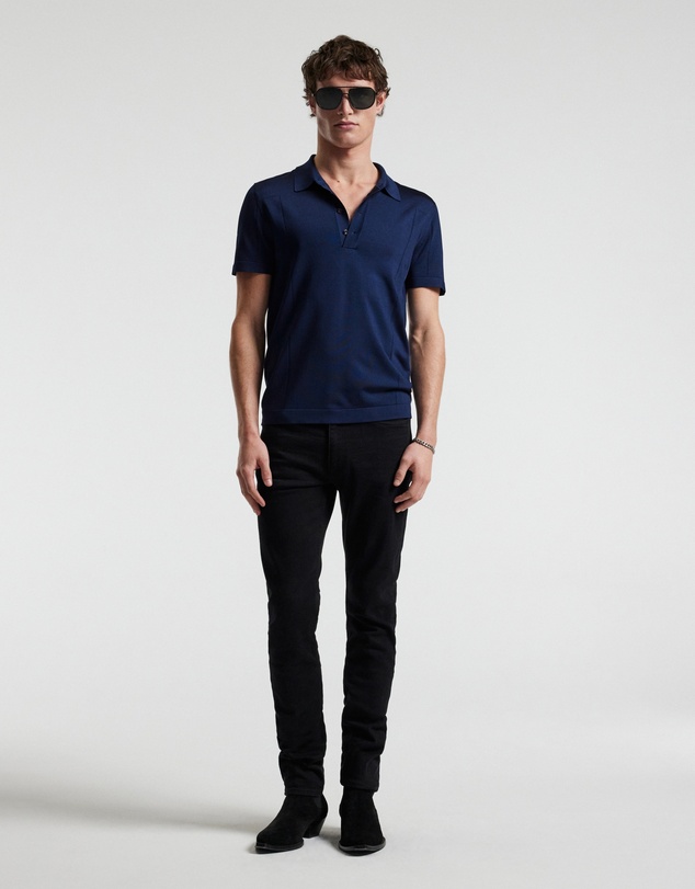 Calibre - Shiny Rayon Polo Navy