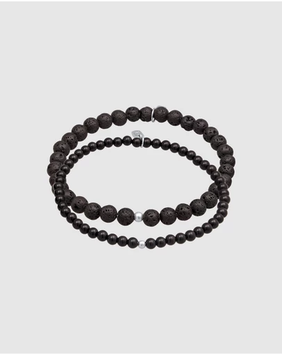 Kuzzoi - ICONIC EXCLUSIVE - Lava and Onyx Bead Bracelet Set
