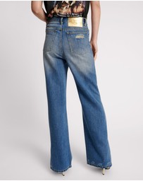ONE TEASPOON - Shredded Gold Billie Low Slung Straight Leg Mid Waist Denim Jeans