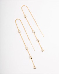 Lovisa - Gold Plated Station Pear Thread Through Earrings