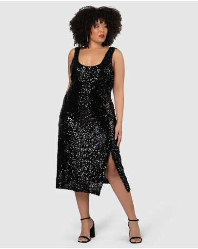 Pink Dusk by Curve Project - Desired Midi Sequin Dress