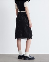 & Other Stories - Floral-Appliqué Mesh Midi Skirt