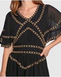 Belle & Bloom - Golden Mark Beaded Trim Mini Dress