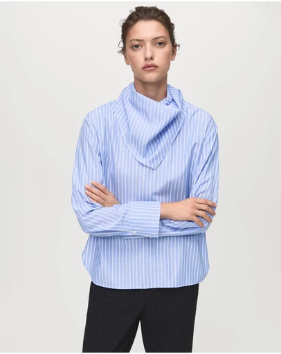 M.N.G - Striped Blouse With Handkerchief