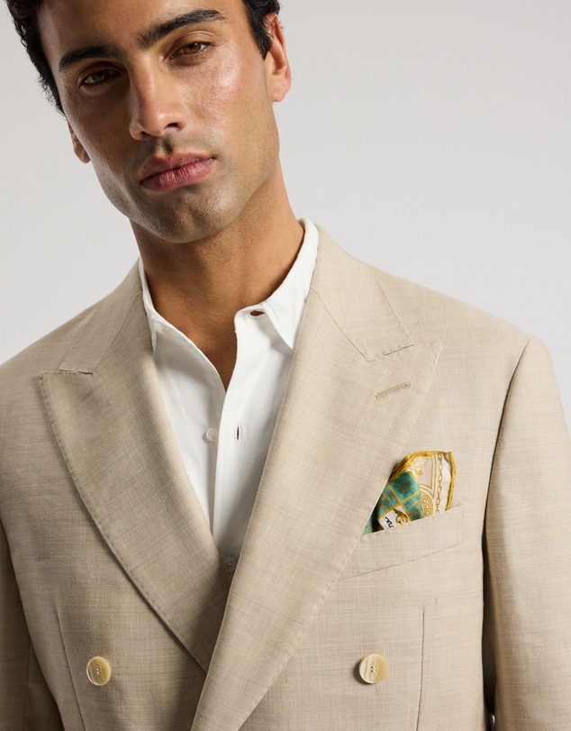 Calibre - Linen Wool Double-Breasted Suit Jacket Natural