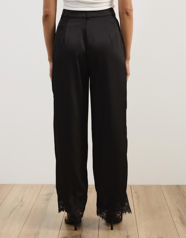 Atmos&Here - Leoni Asymmetric Lace Satin Pants