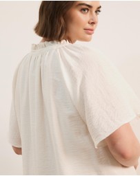 Atmos&Here Curvy - Amina Linen Blend A-Line Mini Dress with Butterfly Sleeve