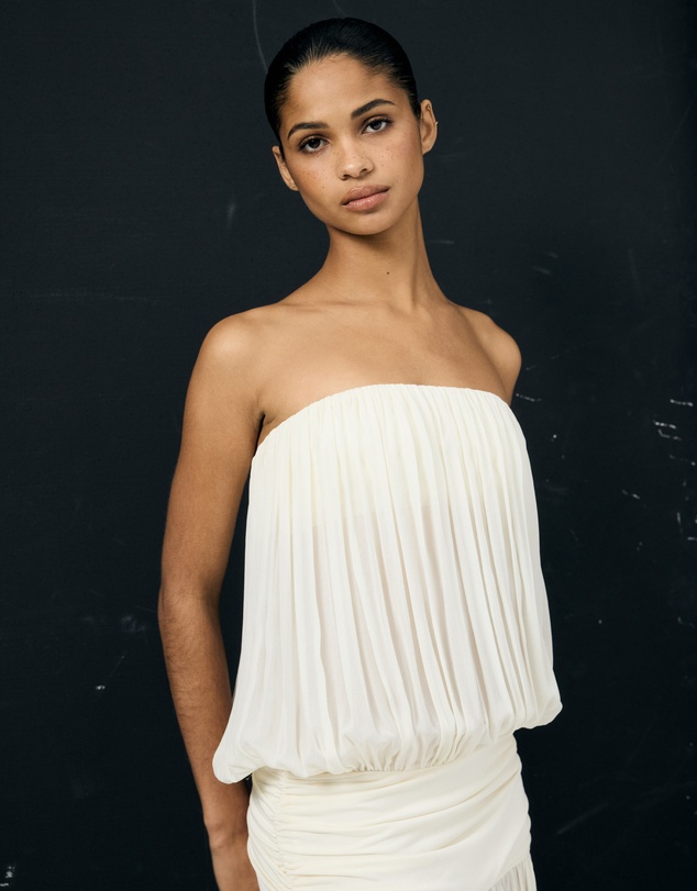 Lover - Liora Jersey And Georgette Strapless Maxi Dress