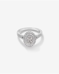 Michael Hill - 0.65 Carat TW Oval Cluster Halo Diamond Ring in 10kt White Gold