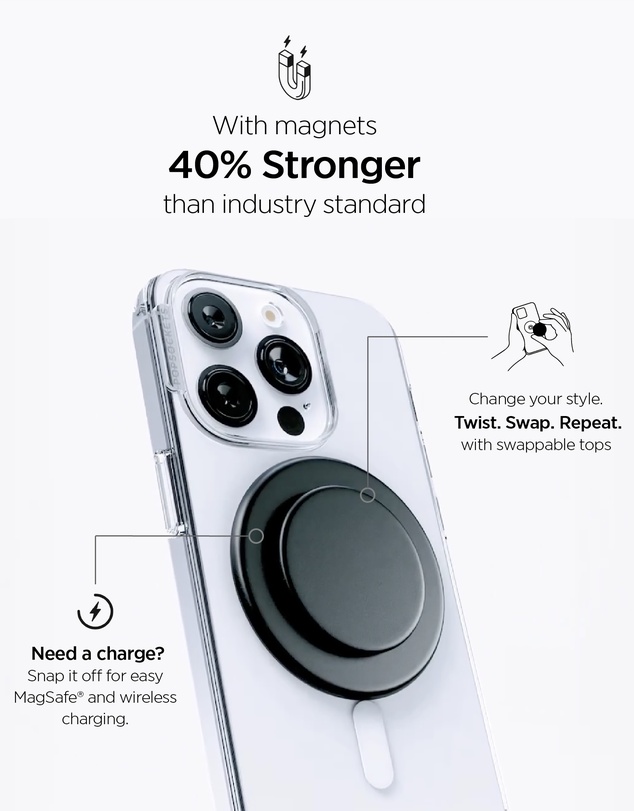 PopSockets - PopWallet+ MagSafe Phone Grip Wallet Card Holder  + Magnetic Adapter Ring