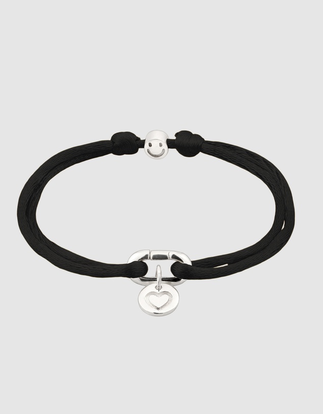 Elli Jewelry - Heart Charm Black Satin Bracelet