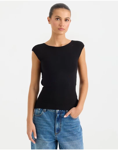 Calli - Phonix Boat Neck Compact Knit Top