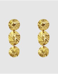 Meshca - Three Tier Beaten Earrings