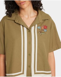 RVCA - Womens Mel G Button Down Short Sleeve Shirt