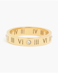 Lovisa - Waterproof Gold Plated Stainless Steel Cubic Zirconia Roman Numeral Band Ring