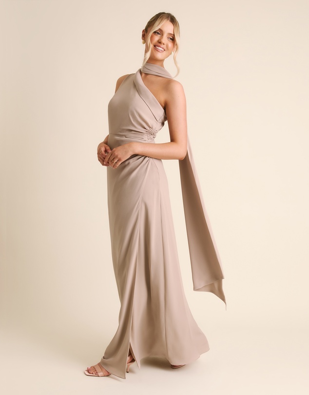 Six Stories - One Shoulder Neck Tie Chiffon Bridesmaid Dress