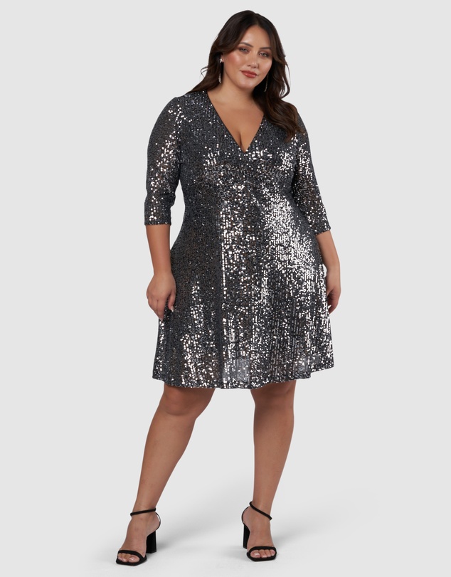 Pink Dusk by Curve Project - Are You Jelly Sequin Dress