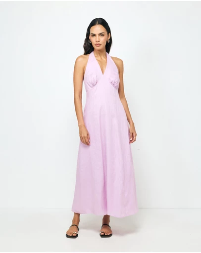 AERE - Lacey Halter Linen Dress