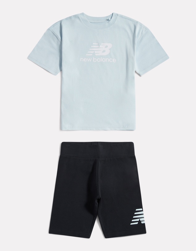 New Balance - Stacked Logo Tee & Cycle Short Set