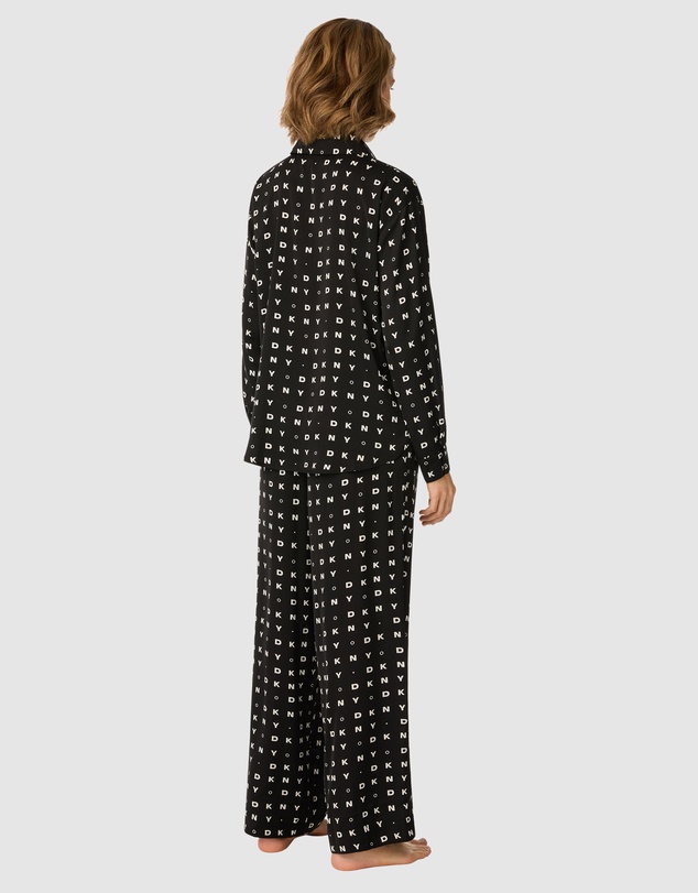 DKNY - Satin Button-Up Long Sleeve Long Pyjama Set