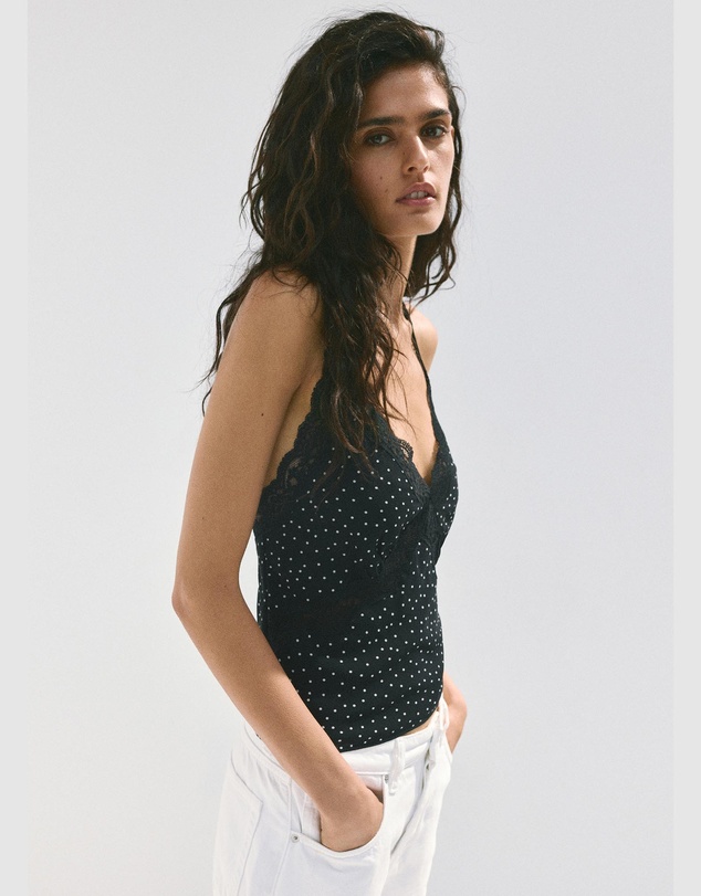 M.N.G - Polka-Dot Crop Top