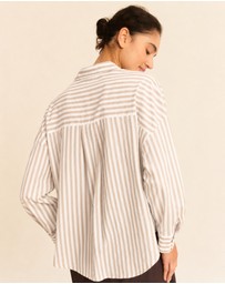 Emme - Ecru Alternating Viscose Shirt