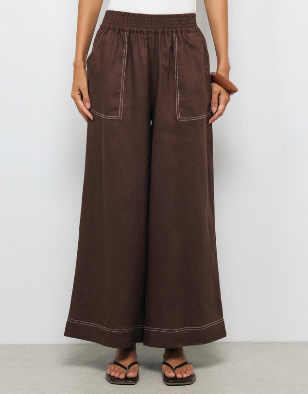 AERE - Contrast Stitch Linen Pants