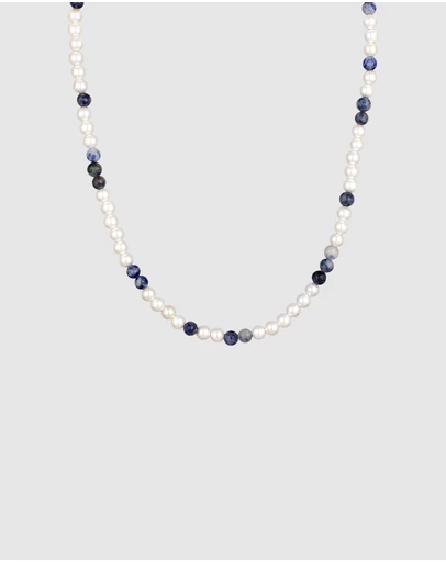 Kuzzoi - ICONIC EXCLUSIVE - Agate and Shell Pearl Necklace with Gold-Plated Silver Elements