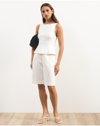 Atmos&Here - Eleni Sleeveless Peplum Ponte Structured Top