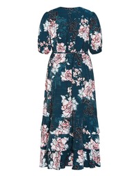City Chic - Plus size Bri Floral Wrap Dress - jade