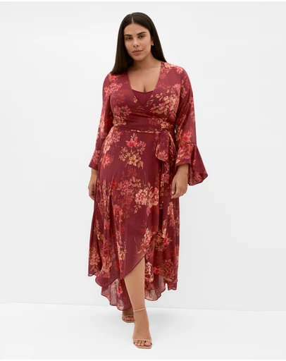 City Chic - Bloom Print Wrap Maxi Dress