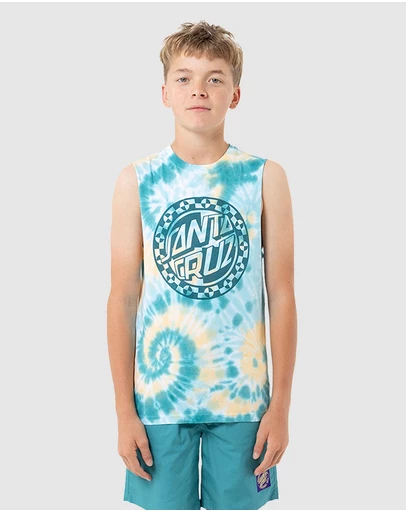 Santa Cruz - Malba Crash Dot Mono Front Muscle Top - Teens