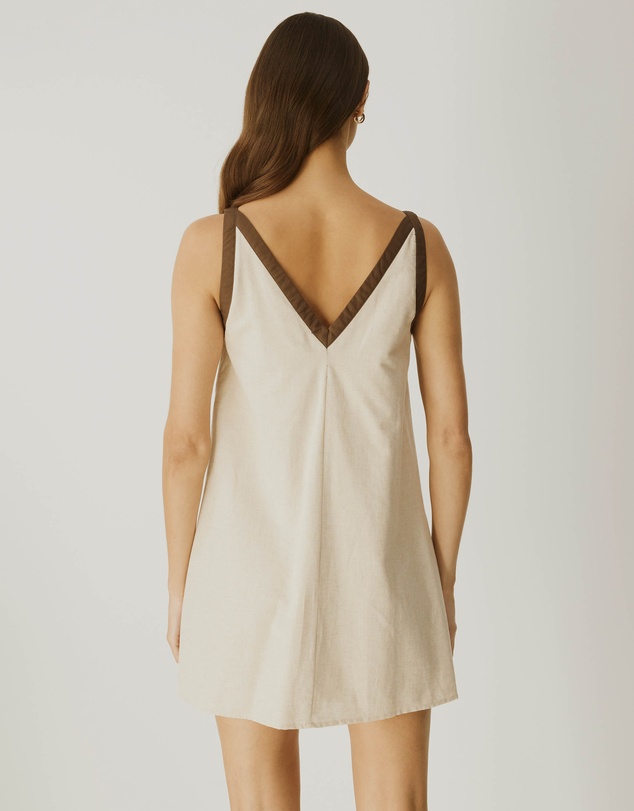 Atmos&Here - Contrast Linen Blend Mini Dress