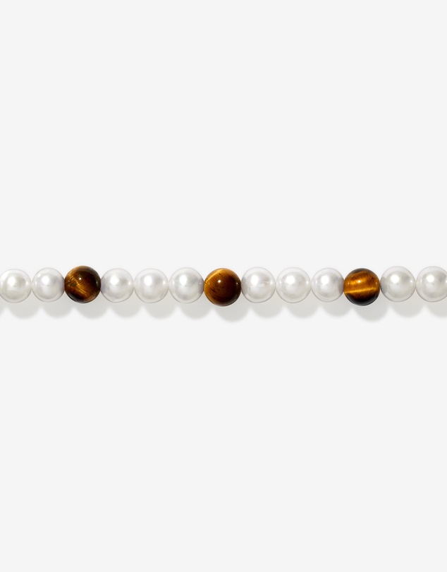 Michael Hill - Cultured Freshwater Pearl & Tiger Eye Necklace in Sterling Silver