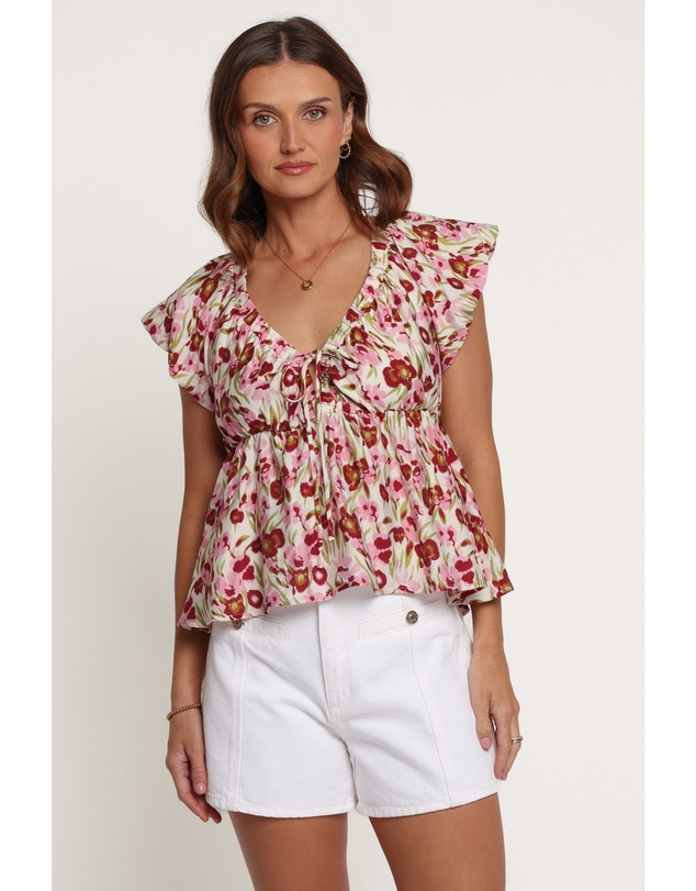 Petal & Pup - Rois Top - Pink Green Floral