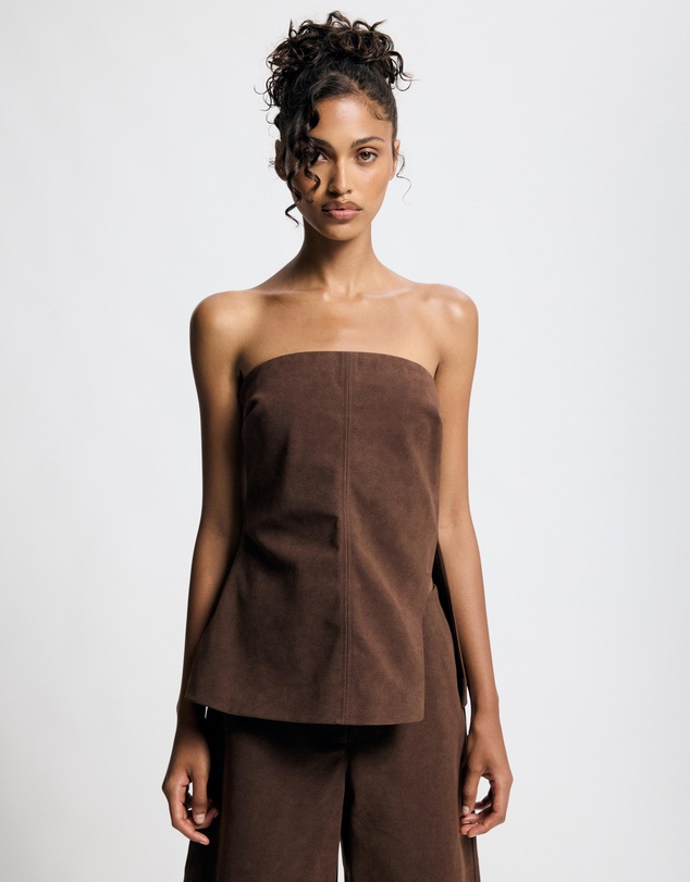 Lover - Vesper Suede Look Strapless Top