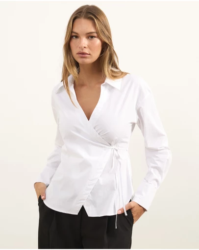 Atmos&Here - Kitt Cinched Waist Tie Wrap Shirt