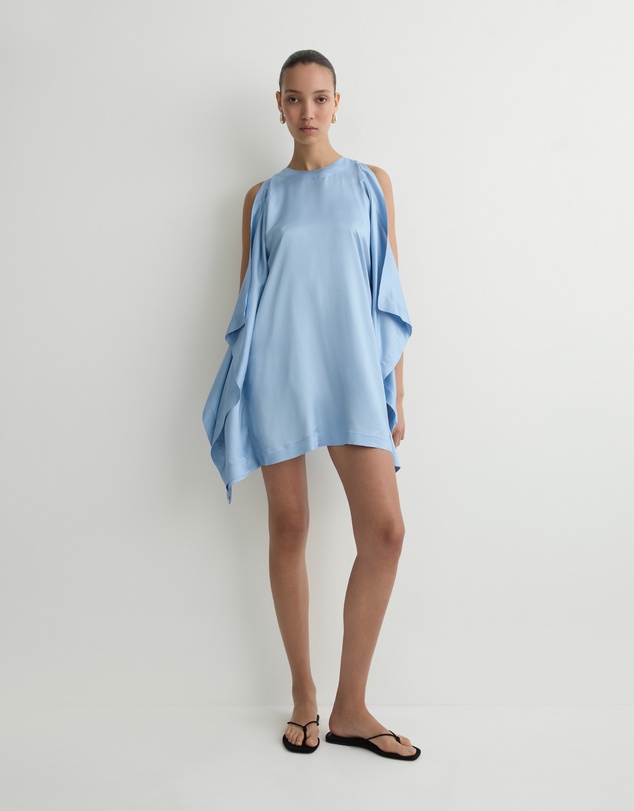 BONDI BORN - Como Waterfall Mini Dress - Sky Blue